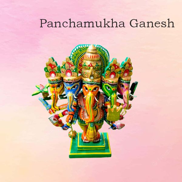 3500/- Ganesh Panchamukha — handmade Kondapalli Bommalu