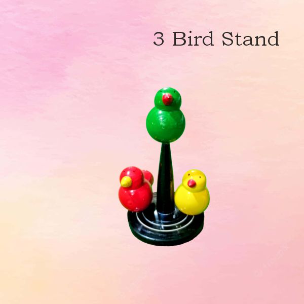 3 Three Bird Stand — handmade Etikoppaka Bommalu