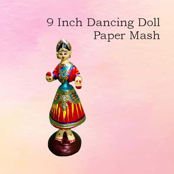 9 inch Female Dancing Doll Papermash — handmade Kondapalli Bommalu