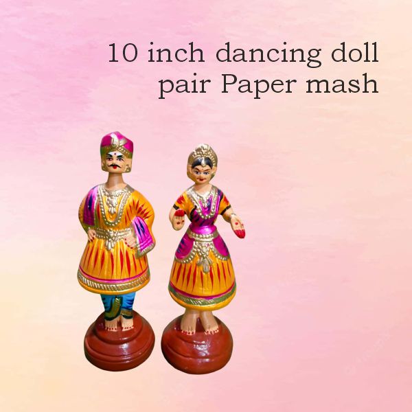 Papermash Dancing Doll Pair Medium Size — handmade Kondapalli Bommalu