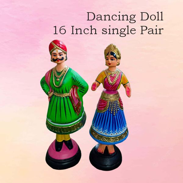 16 inch pair dancing doll — handmade Kondapalli Bommalu