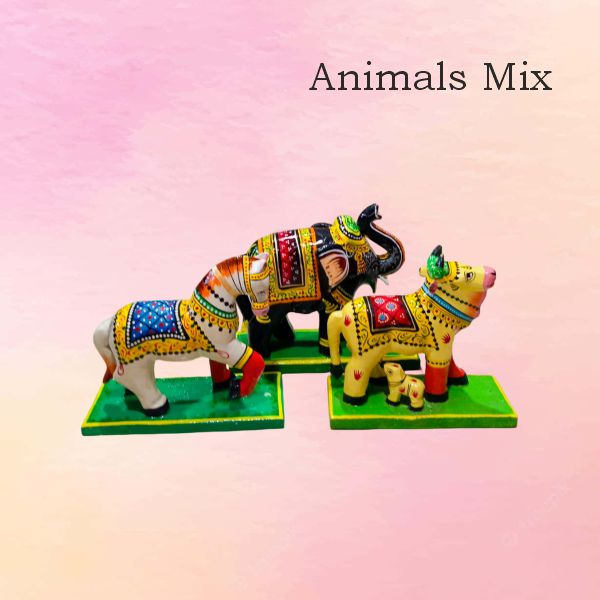 Mixing Animals elephant cow horse — handmade Kondapalli Bommalu