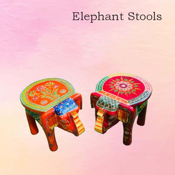 Elephant Medium Stool — handmade Kondapalli Bommalu