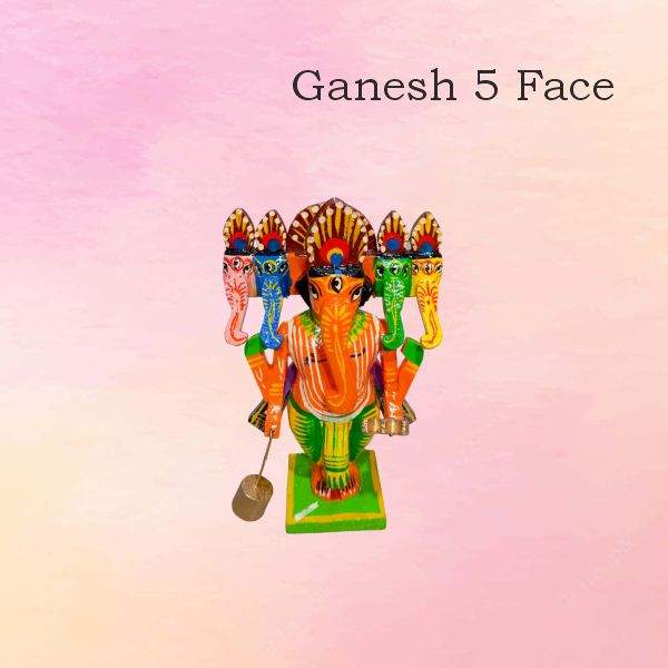 Ganesh 5 Face Panchamukhi — handmade Kondapalli Bommalu