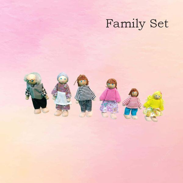 Family Set of 6 wooden cloth